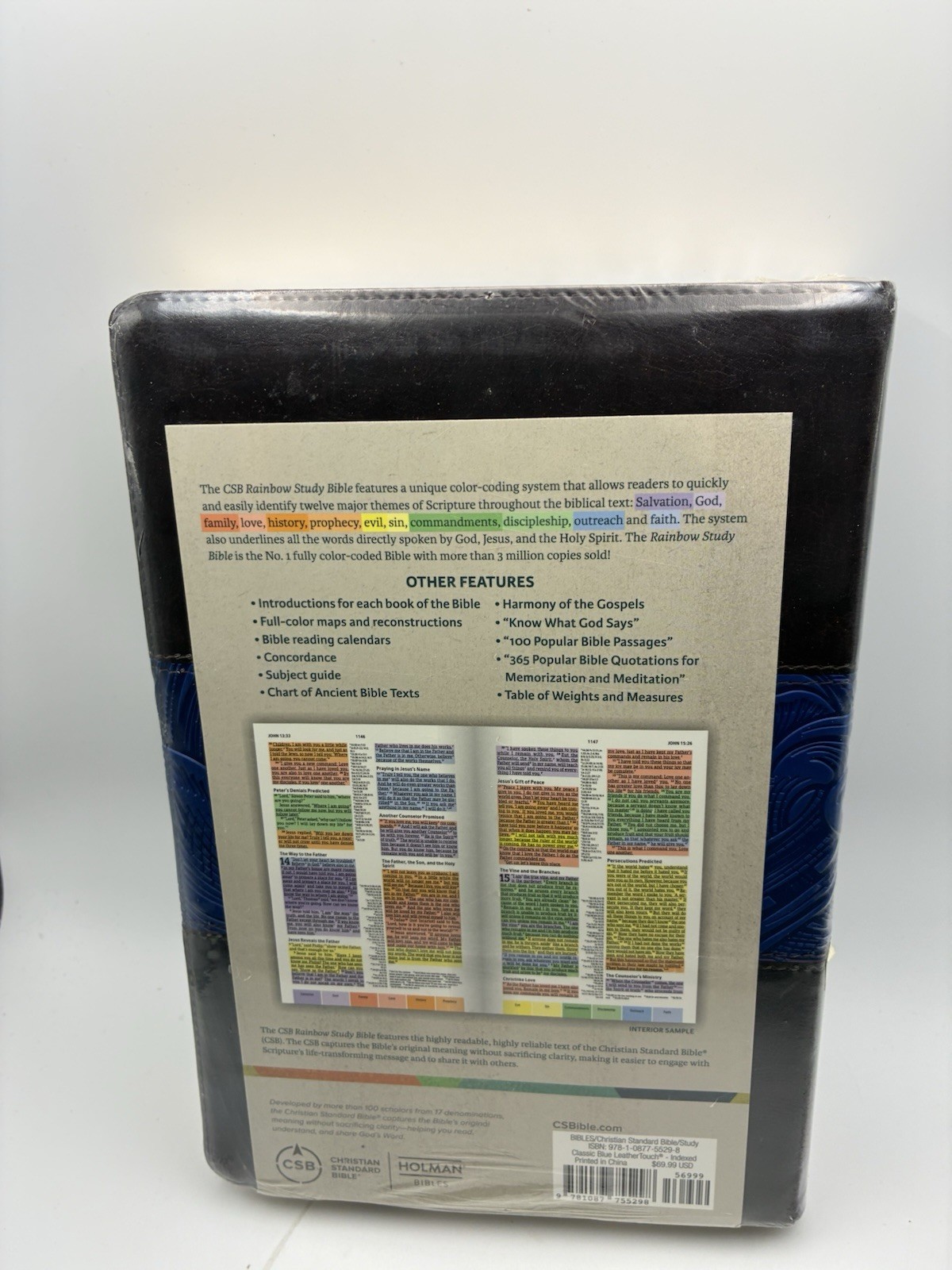 Holman Rainbow Study Bible CSB Leather Touch Brown Blur NEW Color‑Coded Study