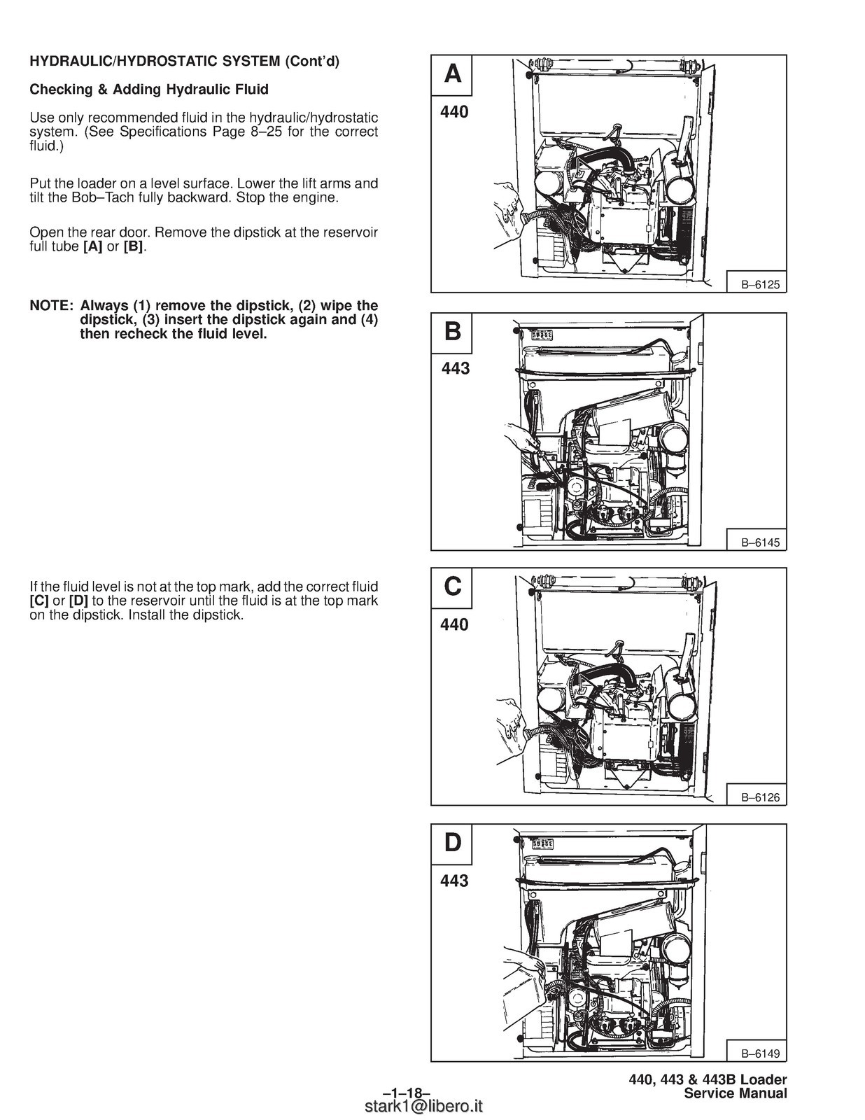 BOBCAT 440 443 443B Skid-Steer Loader Service Manual 1995, FOLDOUTS