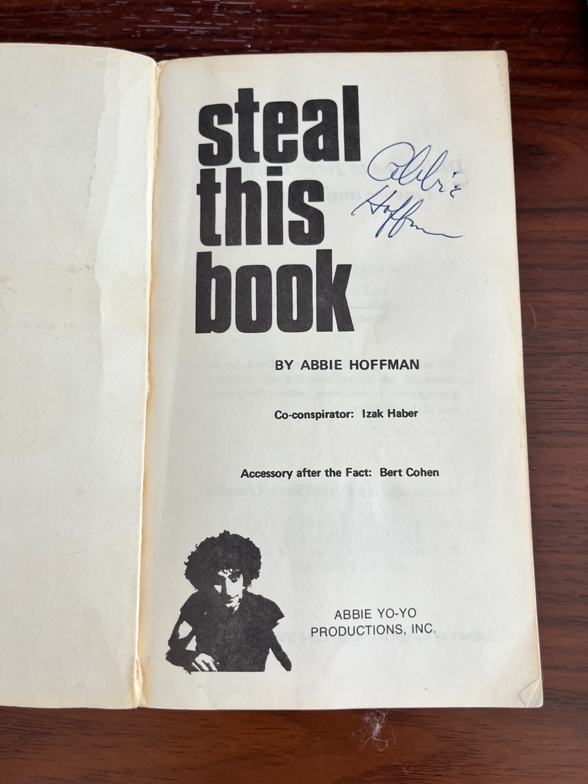 Steal This Book by Abbie Hoffman SIGNED (1972, paperback reissue edition)