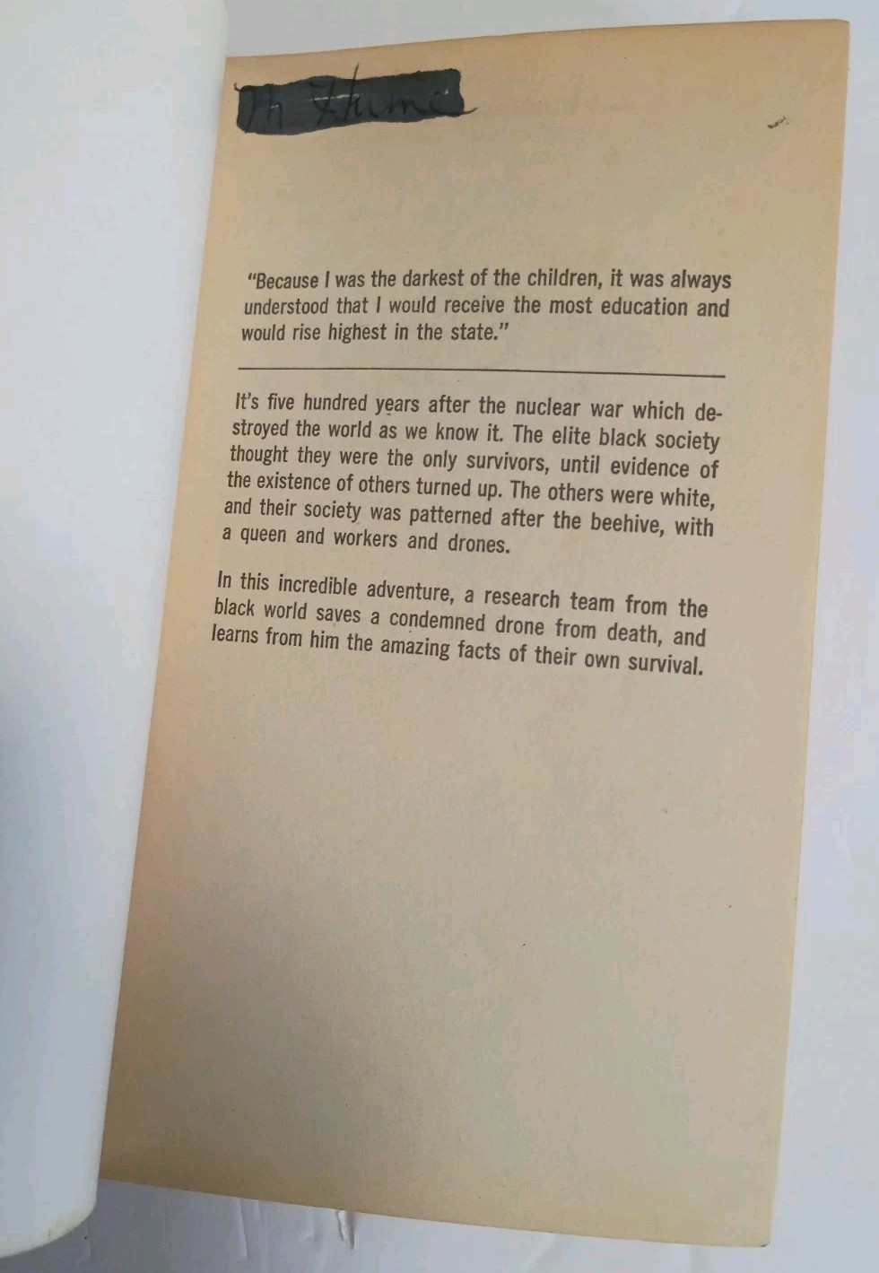 Day Of The Drones AM Lightner Vtg PB 1970 Africa Black Power Elite SciFi Novel