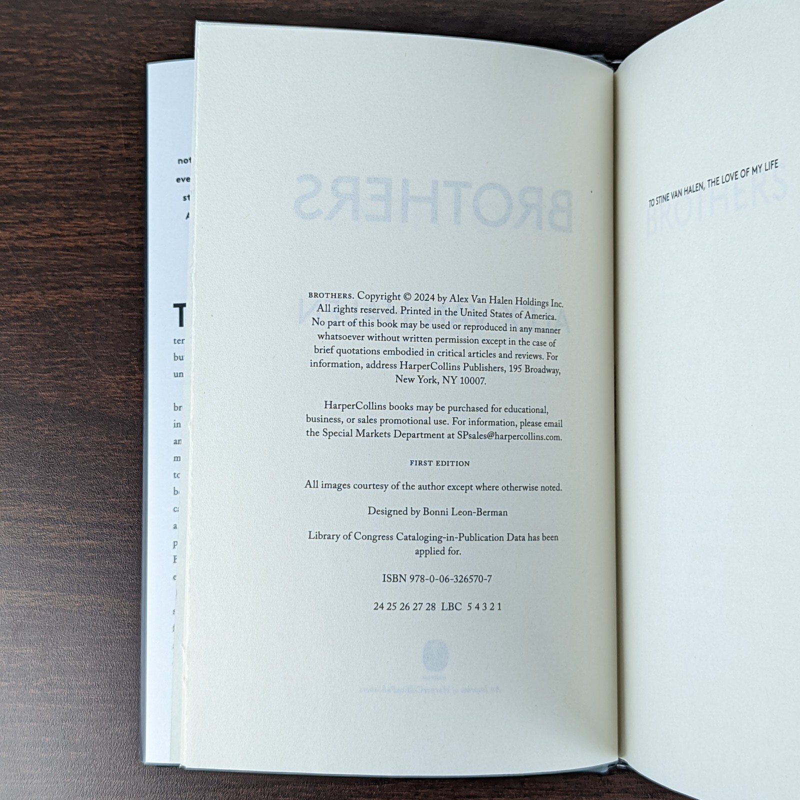 BROTHERS Alex Van Halen SIGNED Autographed 1st First Edition Hardcover (Damaged)