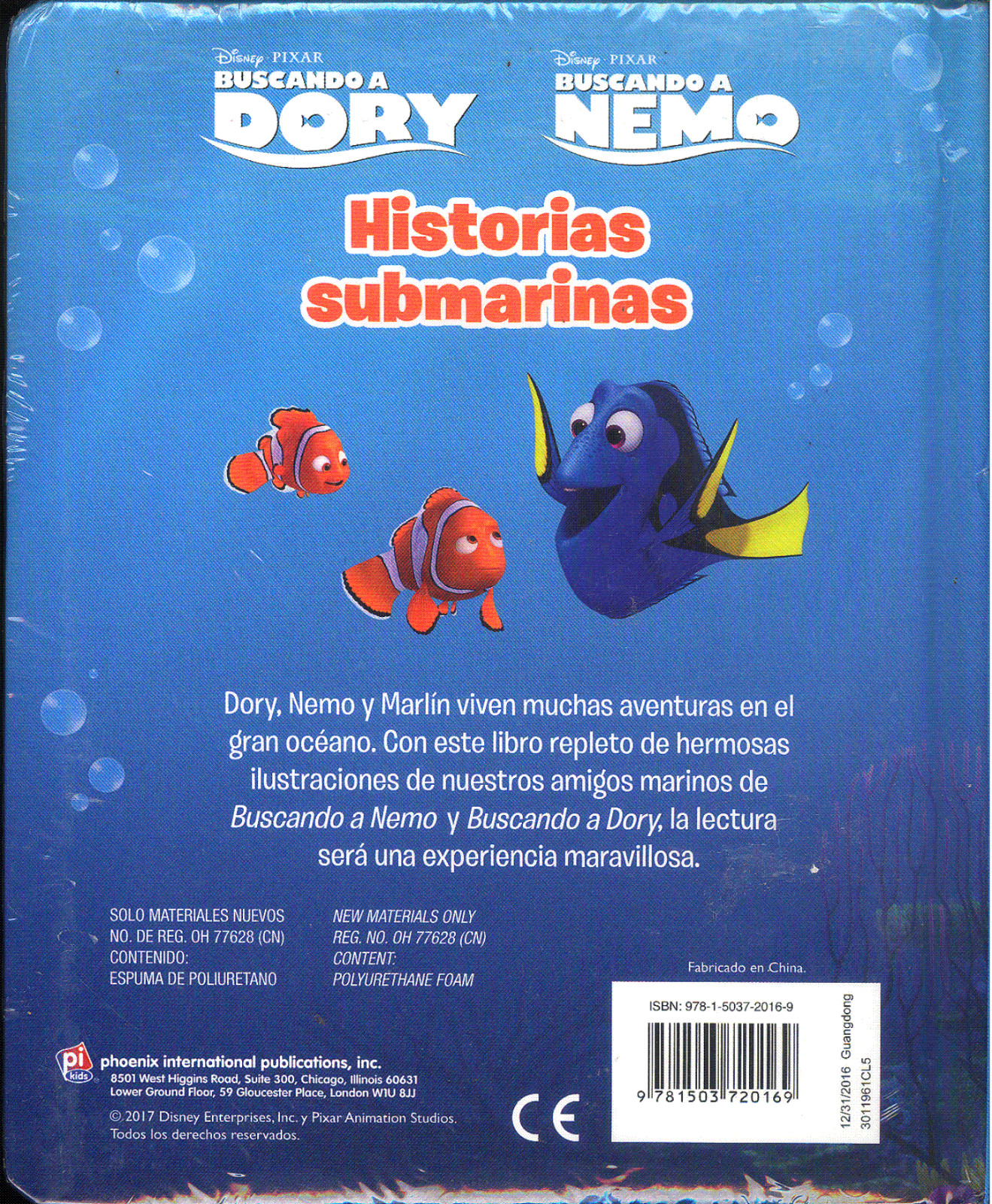 LIBRO DE CUENTOS “DISNEY PIXA BUSCANDO A DORY; HISTORIAS SUBMARINAS”, EN ESPAÑOL