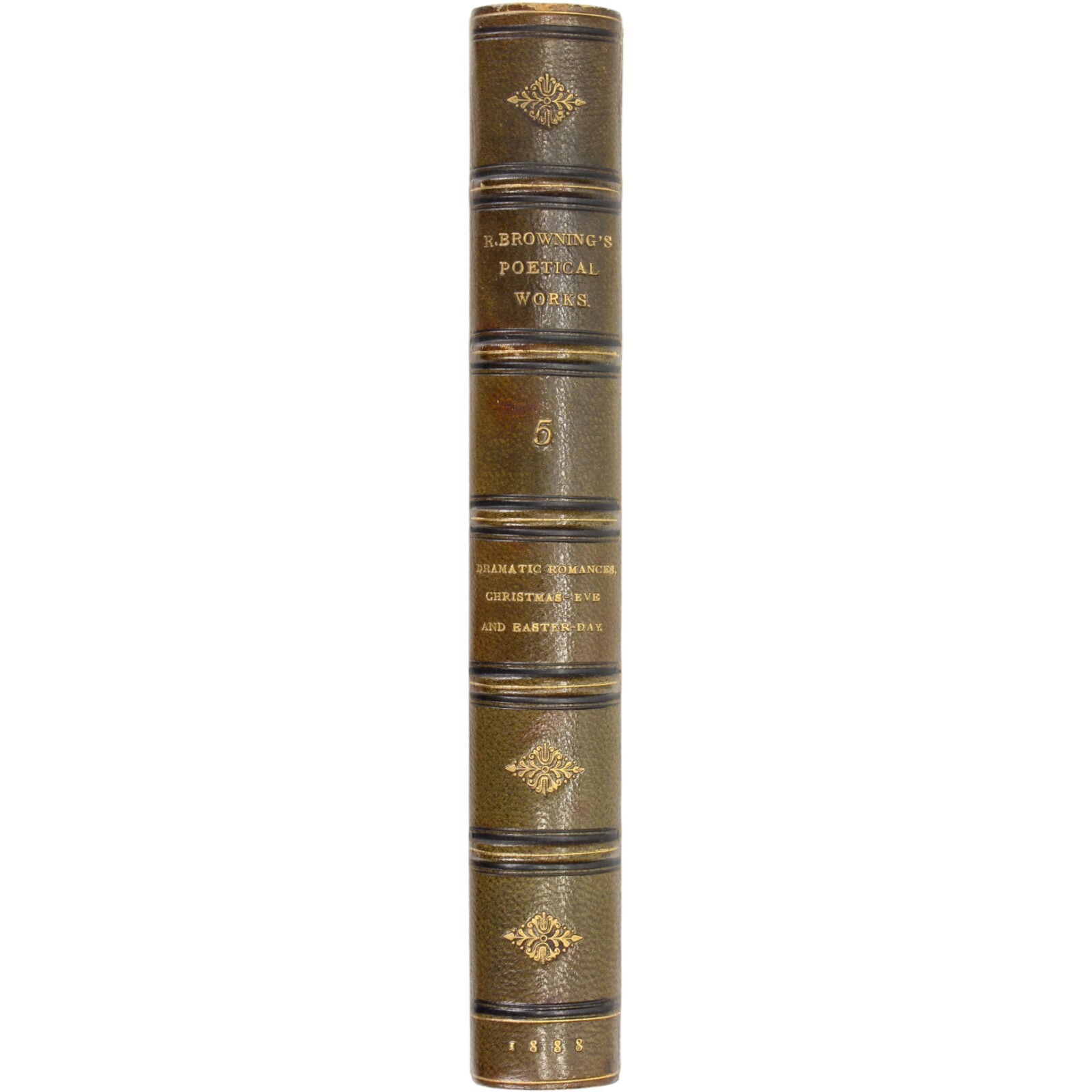 ROBERT BROWNING LEATHER BOUND FINE BINDING POETRY 1888 VOL 5 ONLY SMITH ELDER UK