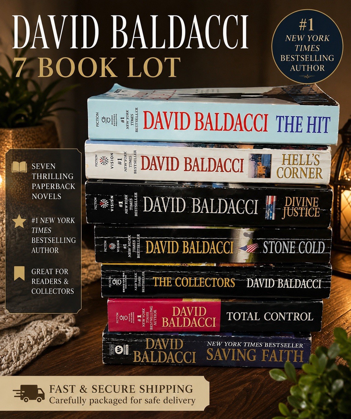 David Baldacci 7 Book Lot PB The Hit Hell’s Corner Stone Cold Thriller Set