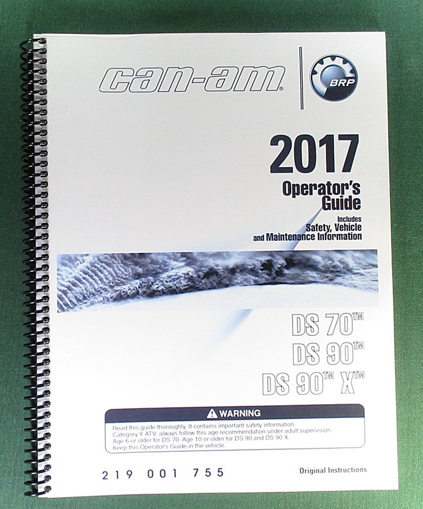 2017 Can-Am DS 90 Owner’s Manual: 156 Pages & Protective Covers!