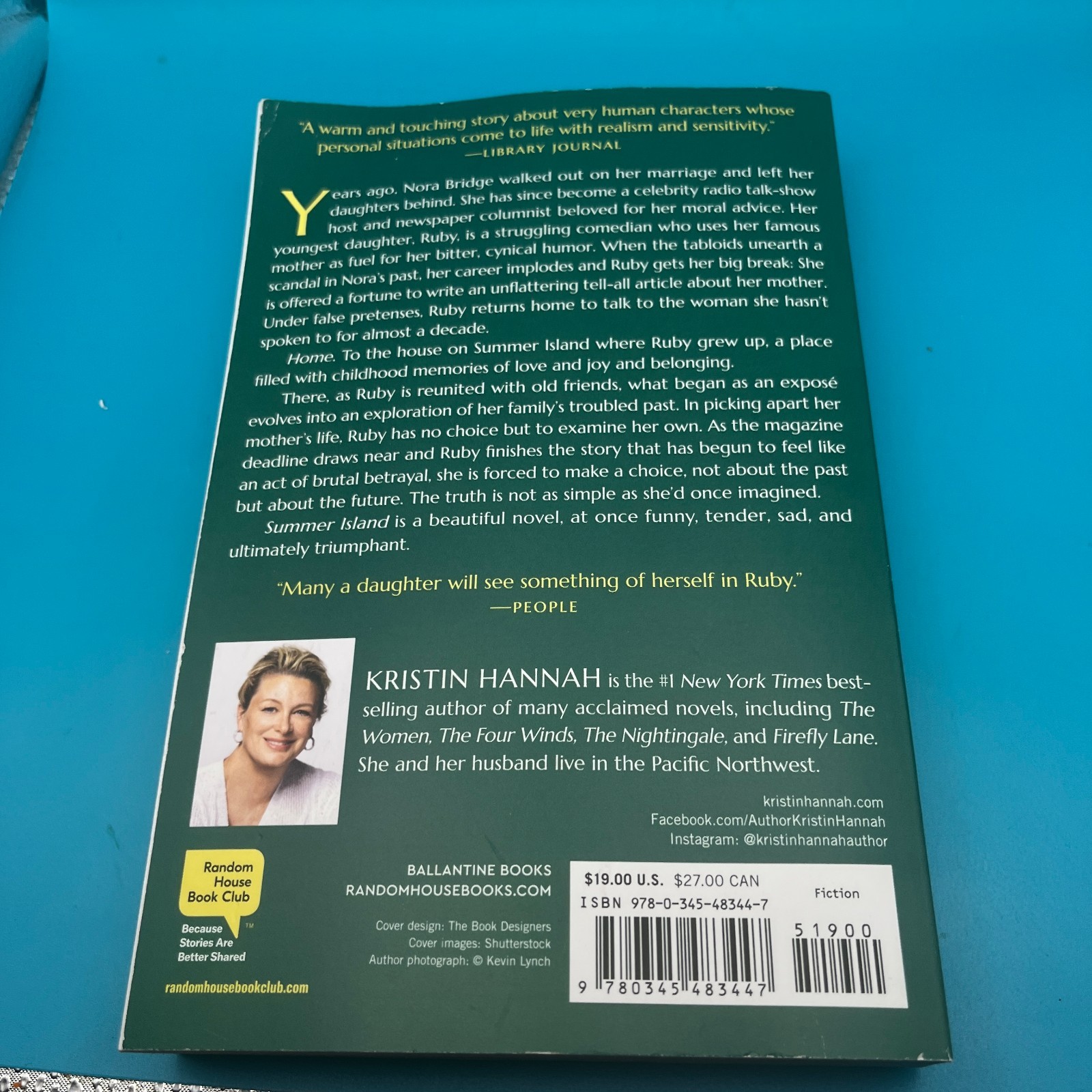 Summer Island: A Novel Teal/Turquoise Green Kristin Hannah PB