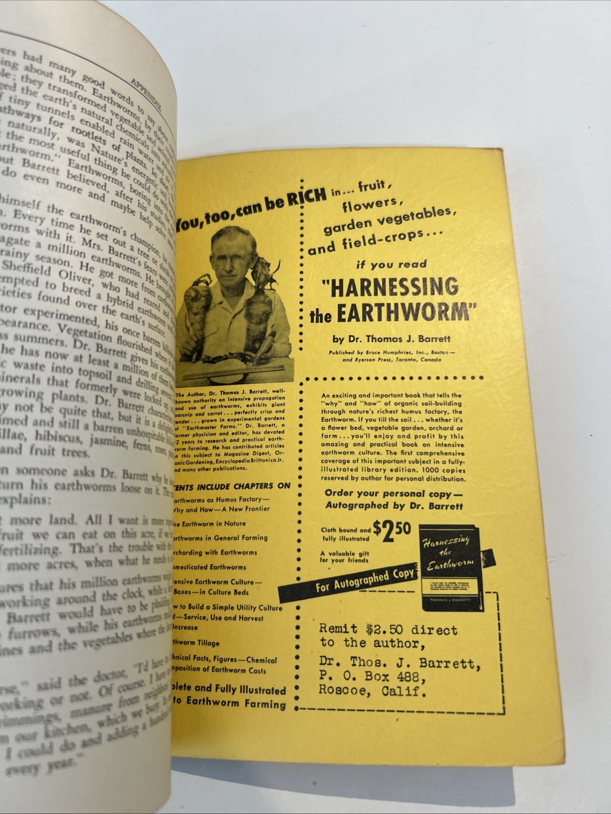 Earthworms, Their Intensive Propagation and Use… Soil-Building:, T. Barrett,1948