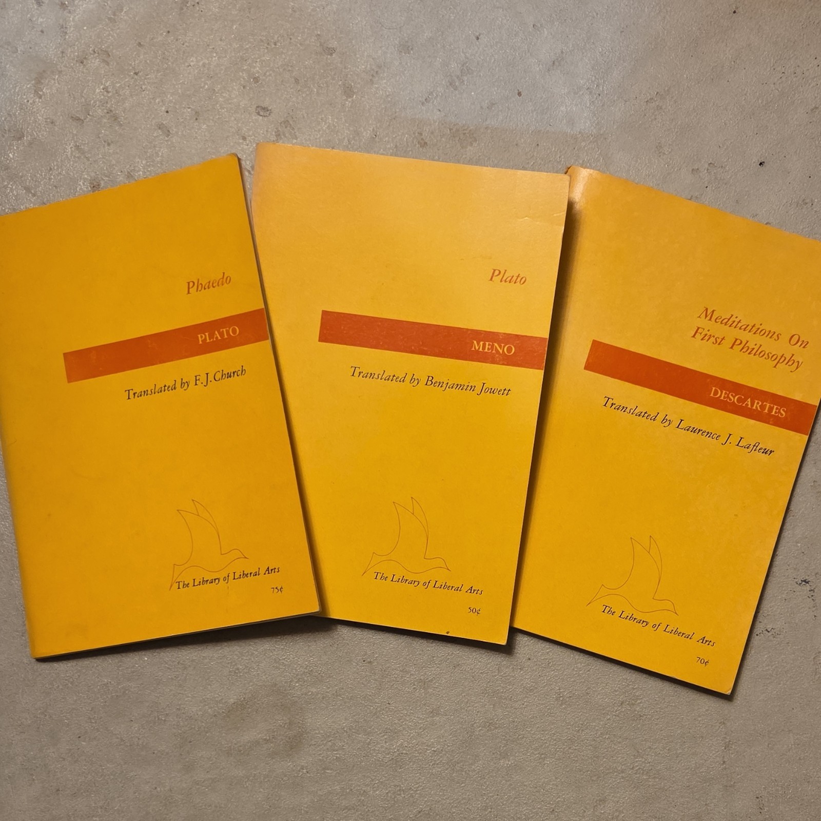 Bobbs-Merrill Library of Liberal Arts Plato Meno Phaedo Descartes Meditations PB