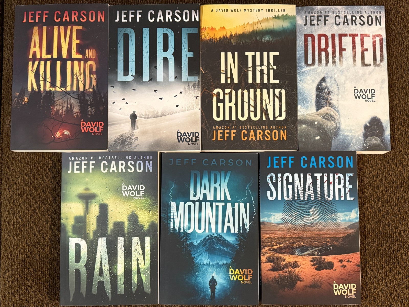 Lot Of 7 David Wolf Series (books 3 8 9 10 11 12 14) By Jeff Carson – paperbacks