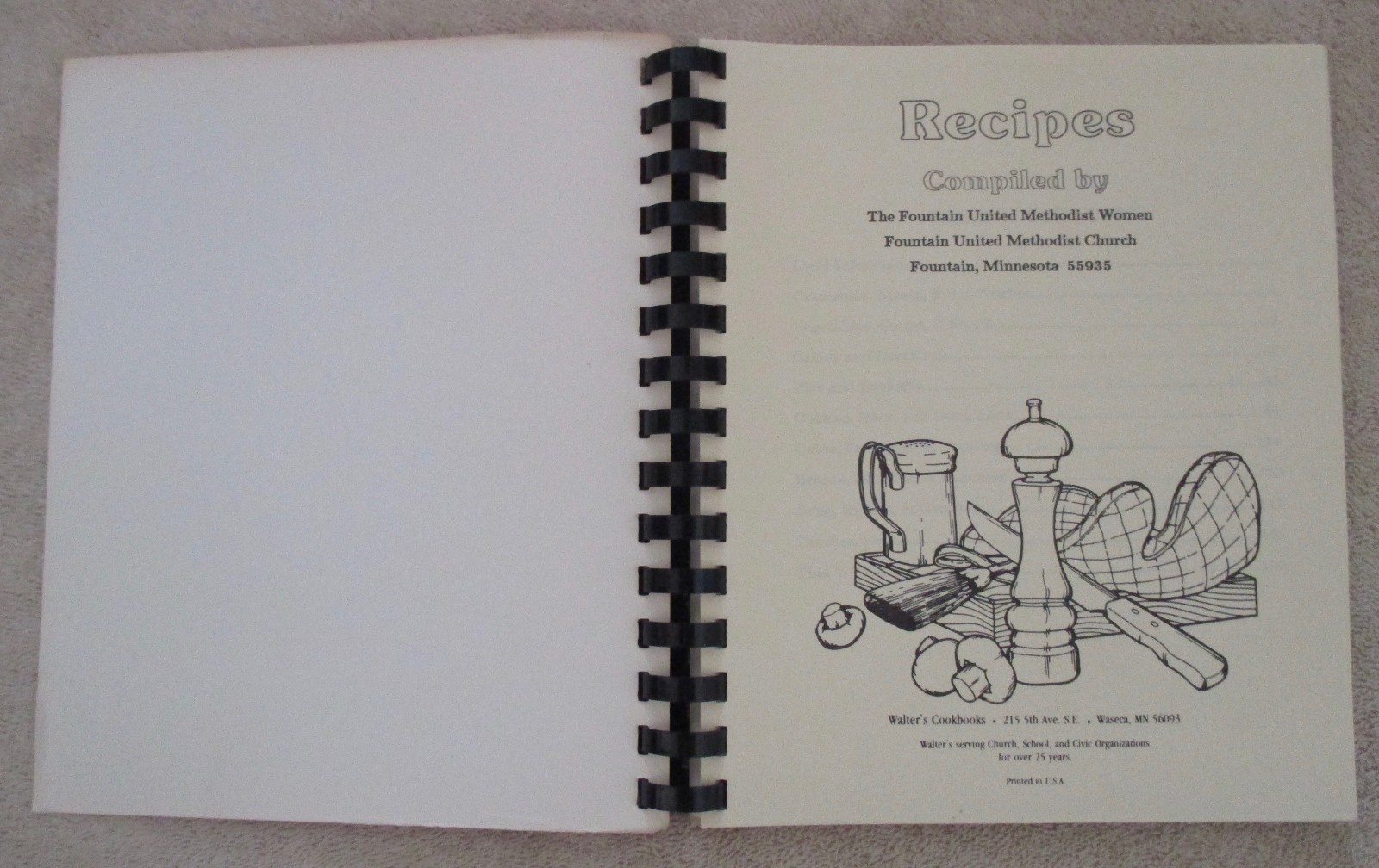 1989 Fountain, MN Minnesota vintage United Methodist Church Cookbook cook book