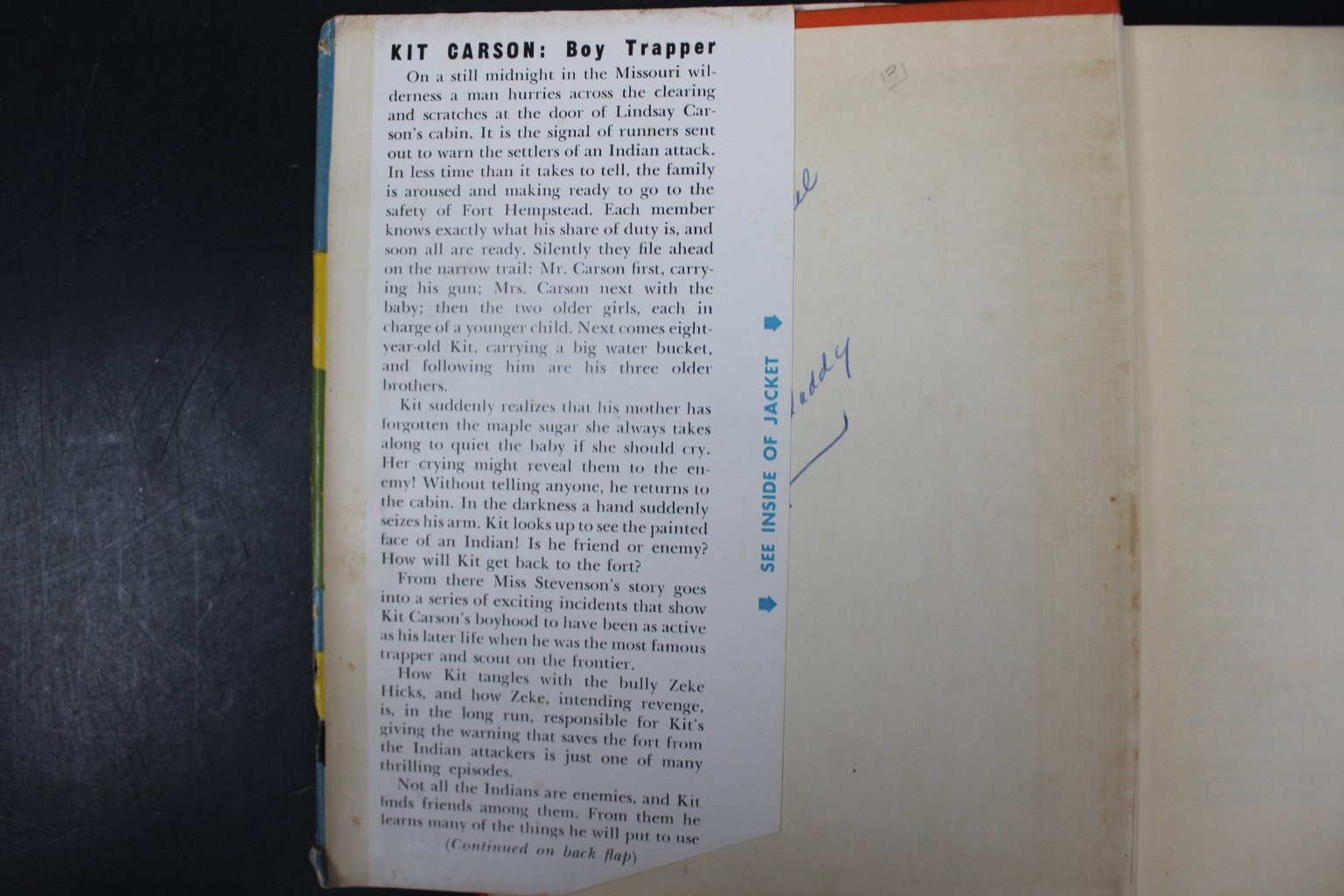 Kit Carson Boy Trapper Augusta Stevenson 1945 First Ed Illustrated Bobbs-Merrill