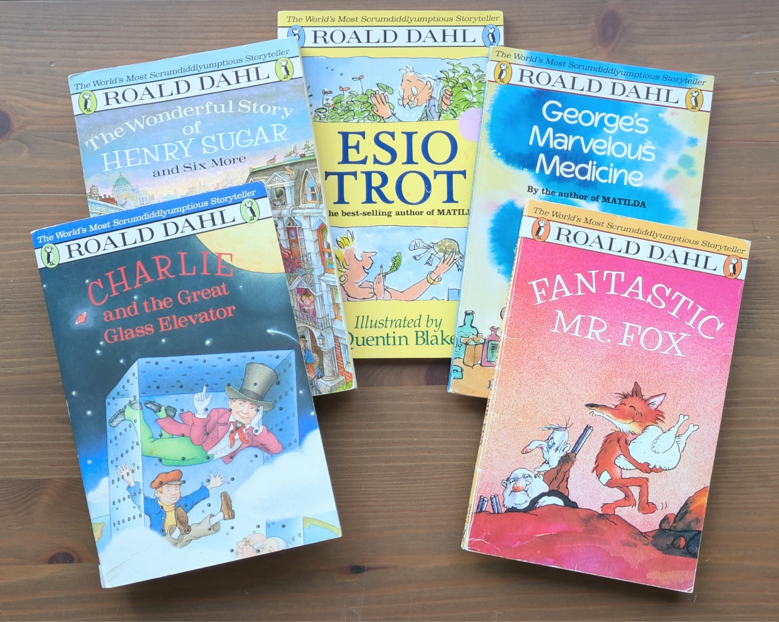 5pk ROALD DAHL Vintage Books – Charlie, Esio Trot, Henry Sugar, Mr Fox, George