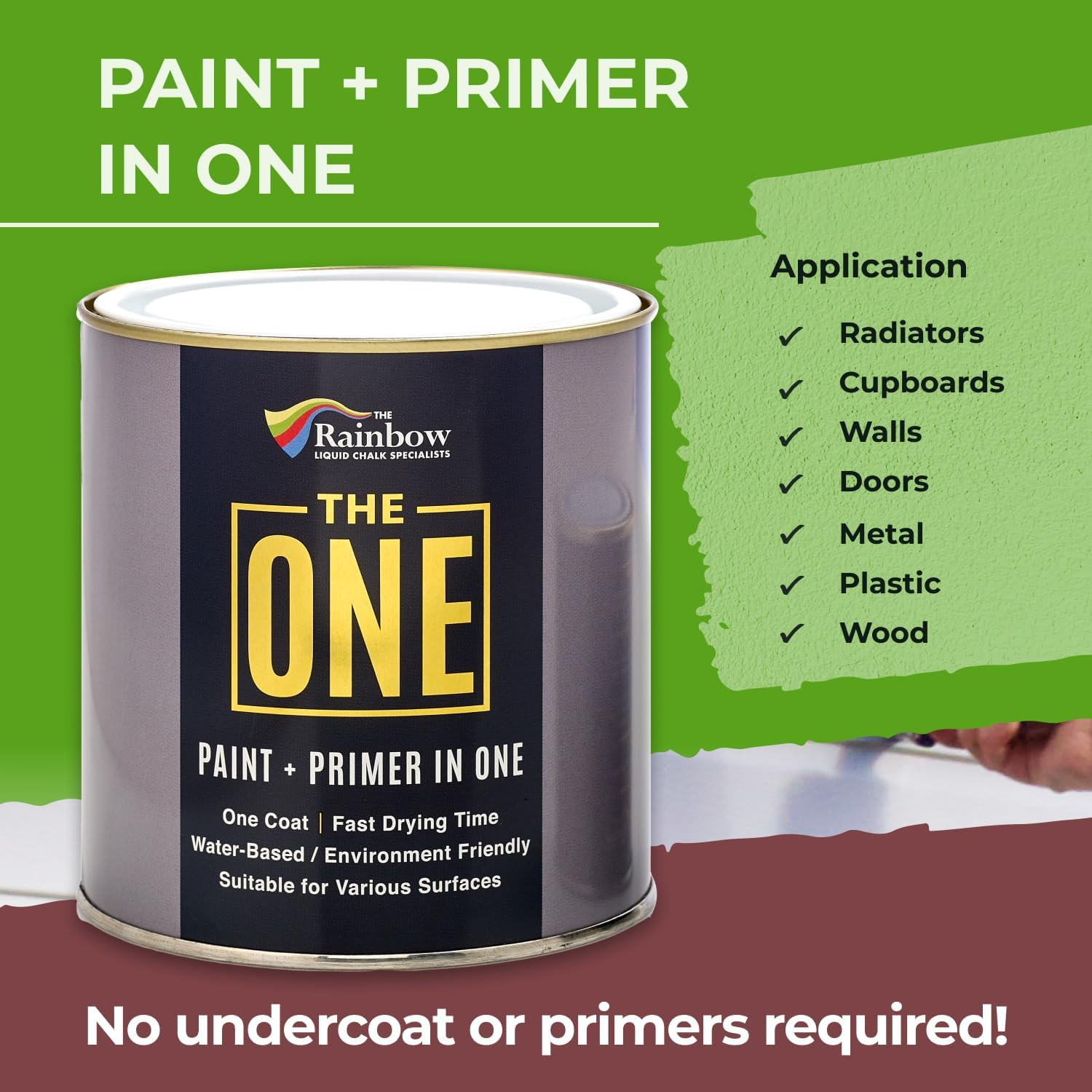 All-In-One Paint & Primer – Deep Red Satin, 8.5 Fl Oz/250Ml | 1 Coat Formula | E