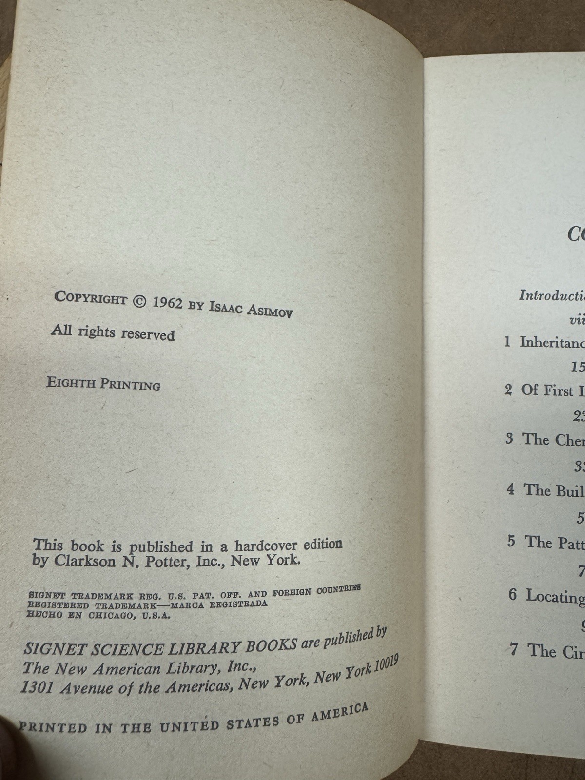 The Genetic Code 1962 PB by Isaac Asimov-Mentor/New American Library N