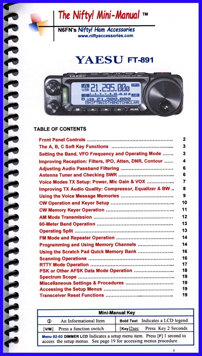 Yaesu FT891 MiniManual by Nifty Accessories