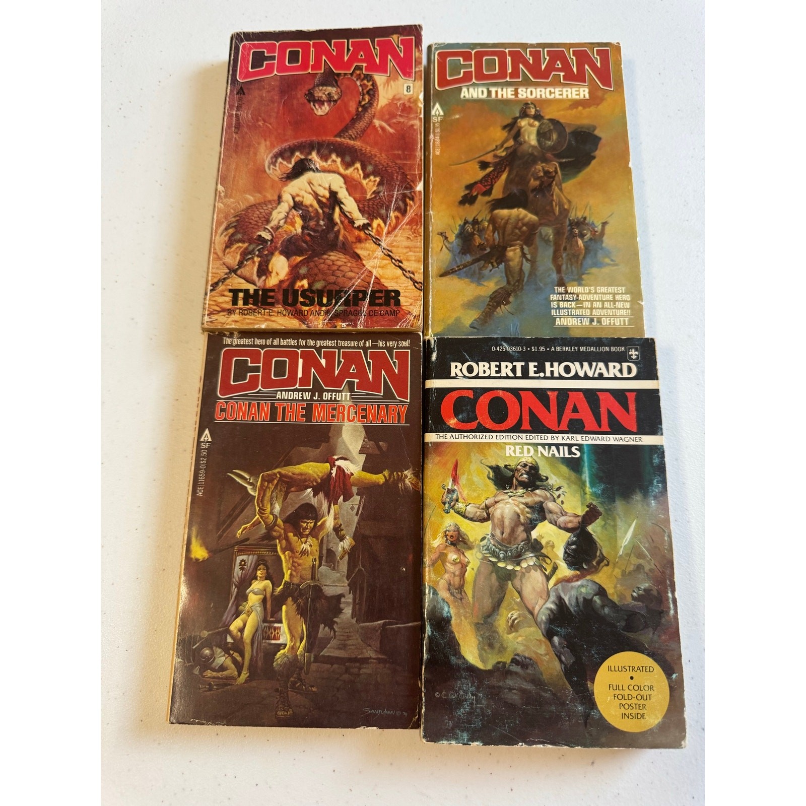Conan the Barbarian Book lot of 4 Robert E Howard + List in Description