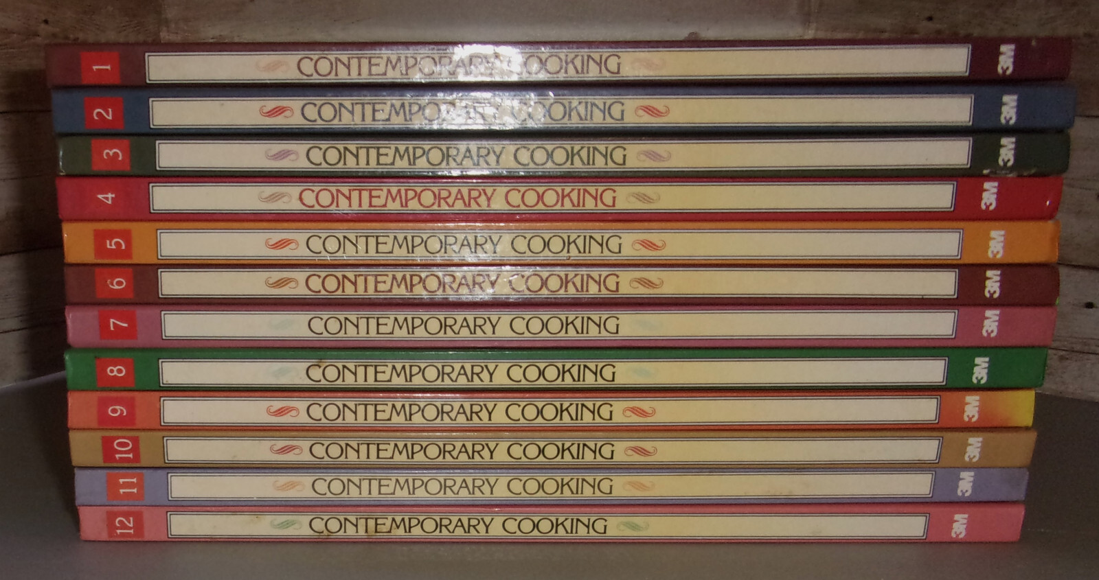 CONTEMPORARY COOKING 12 Volume Hardcover Cookbook Set 3M- Vintage 1984