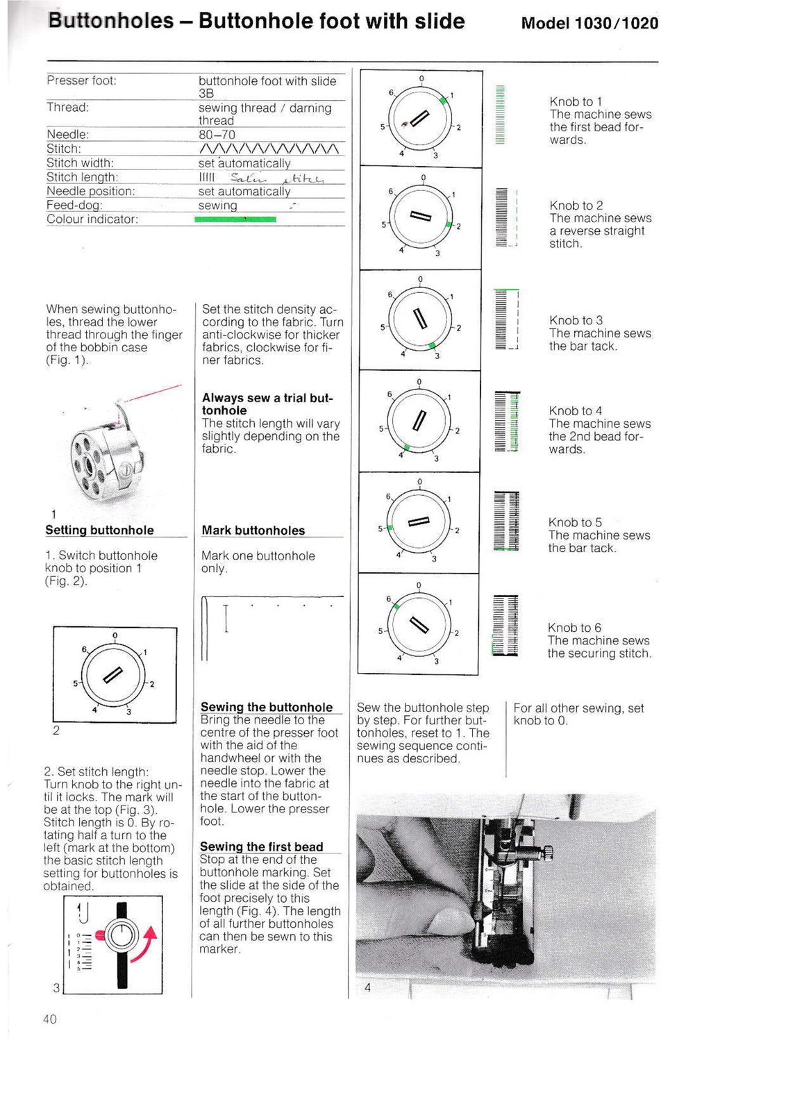 BERNINA 1020-1030 Sewing Machine User Manual In COLOR, TOUGH COVERS, SPIRAL FIXE