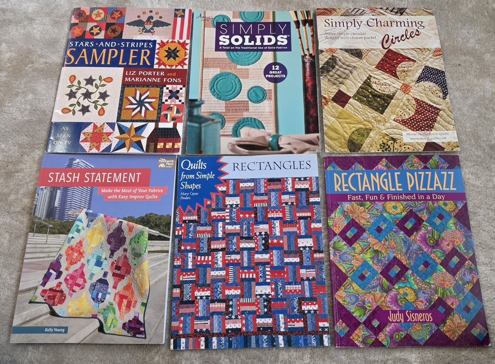 Lot 6 NEW QUILTING Books RECTANGLE PIZZAZZ Stash Charming Circles Star Sampler