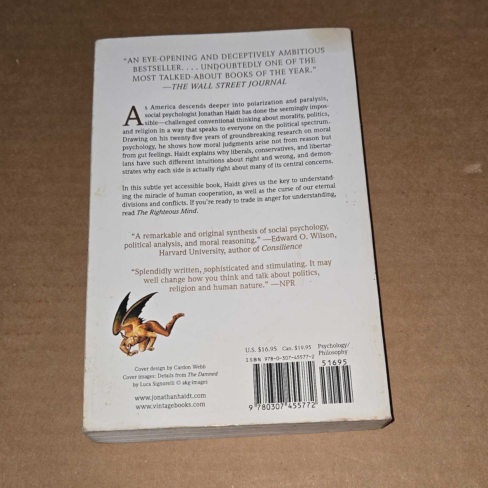 Jonathan Haidt The Righteous Mind TPB 2013 Vintage Books Politics Religion