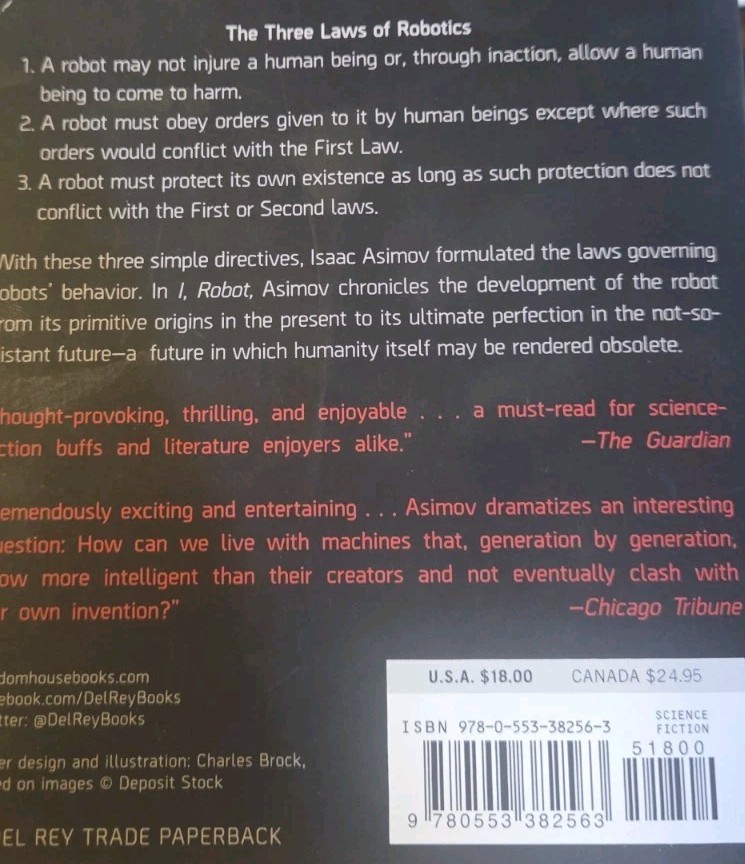 I, Robot Paperback Isaac Asimov Excellent Condition ISBN:978-0-553-38256-3