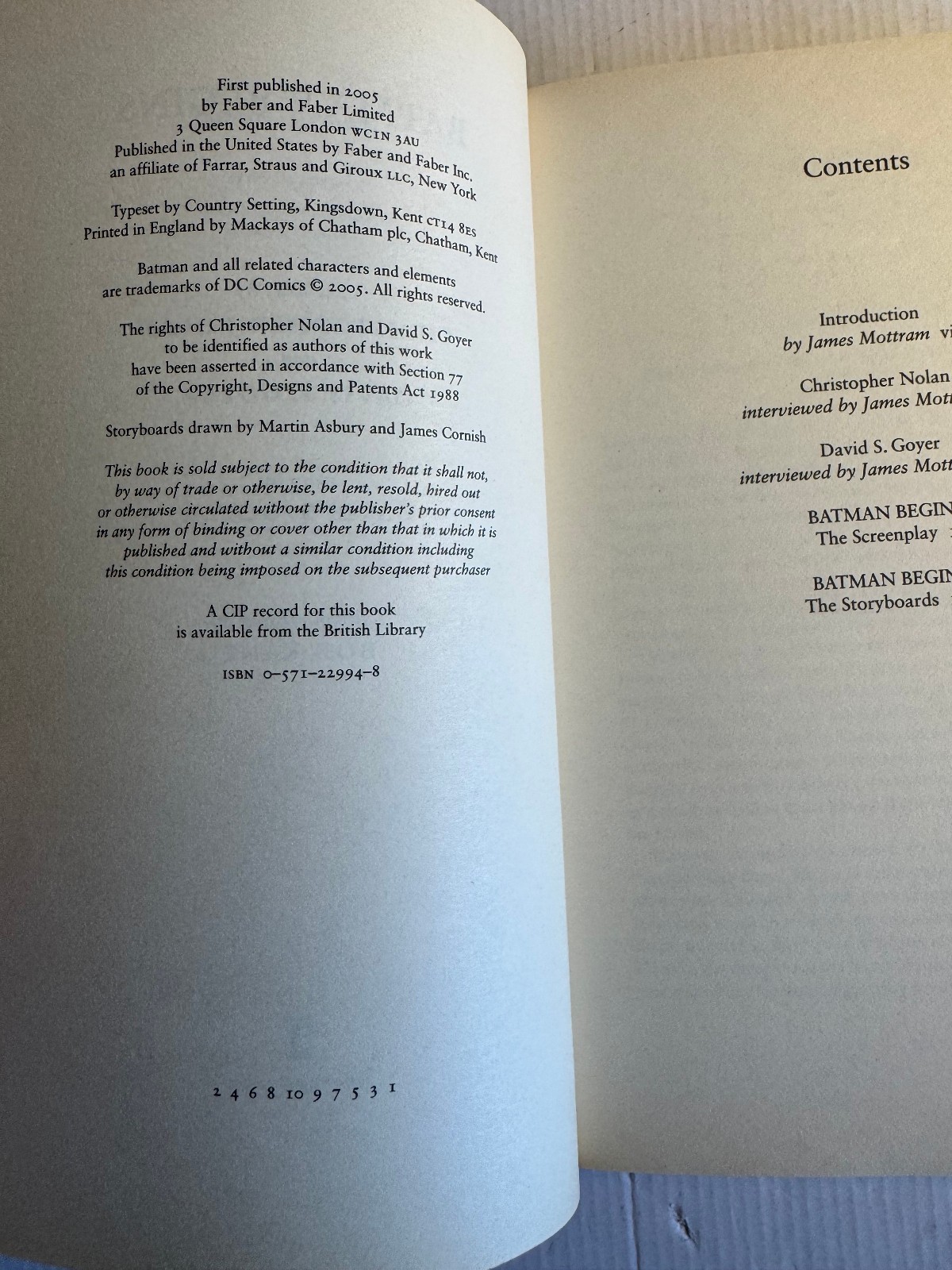 Batman Begins The Screenplay Christopher Nolan David S Goyer 1st Printing 2005