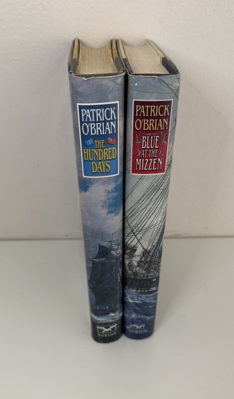 2 Patrick O’Brian Hardcover Books – 19 + 20 Hundred Days and Blue at the Mizzen