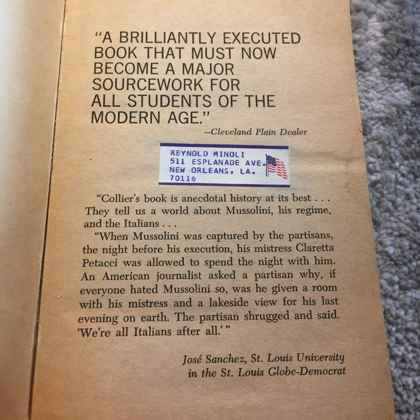 Duce! Military Biography Paperback Book by Richard Collier Popular Library 1971