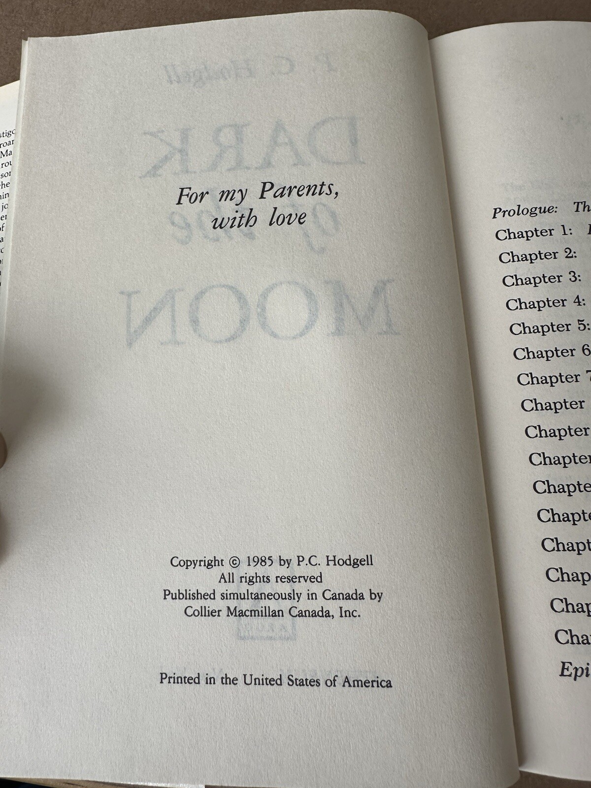 Dark of the Moon, by P.C. Hodgell Fantasy Sci Fi Hardback 1985 Book Club