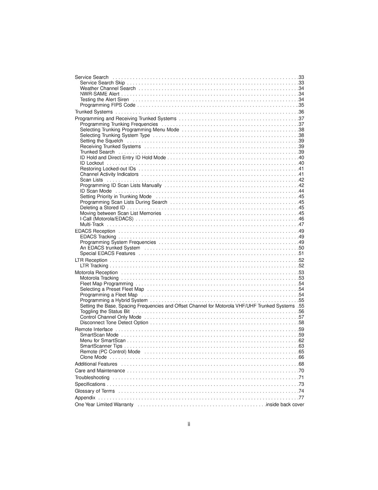 UNIDEN BEARCAT BC780XLT Trunk Tracker III Scanner Owners Manual – WIRE BOUND