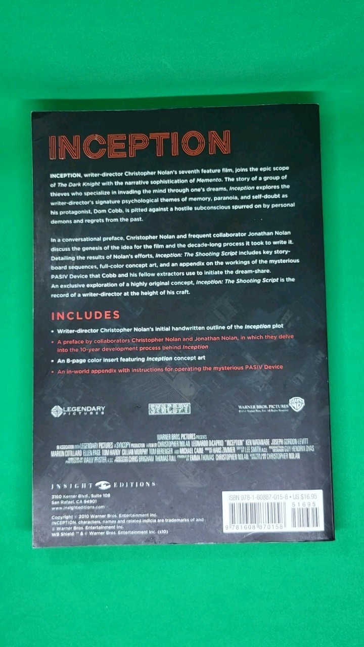 Inception: The Shooting Script, Nolan, Christopher, Book