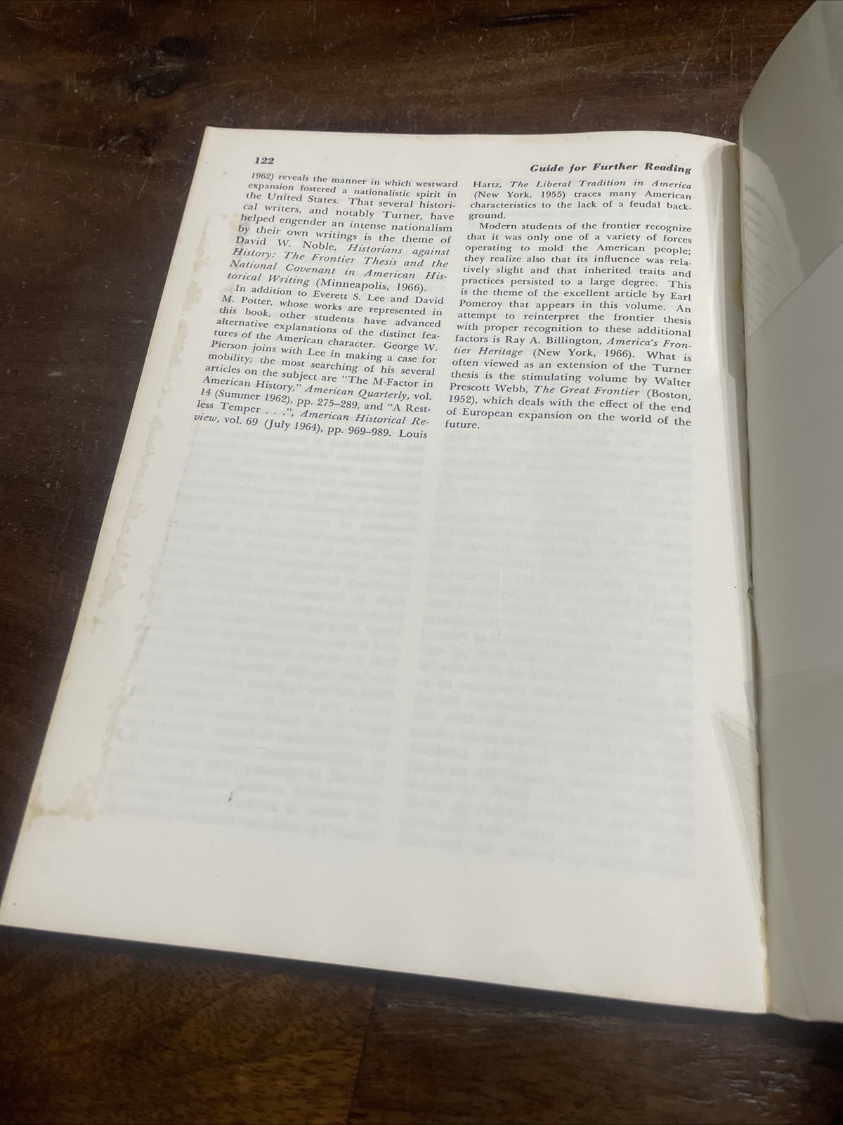 RAY ALLEN BILLINGTON, THE FRONTIER THESIS. AMERICAN HISTORY. 1966