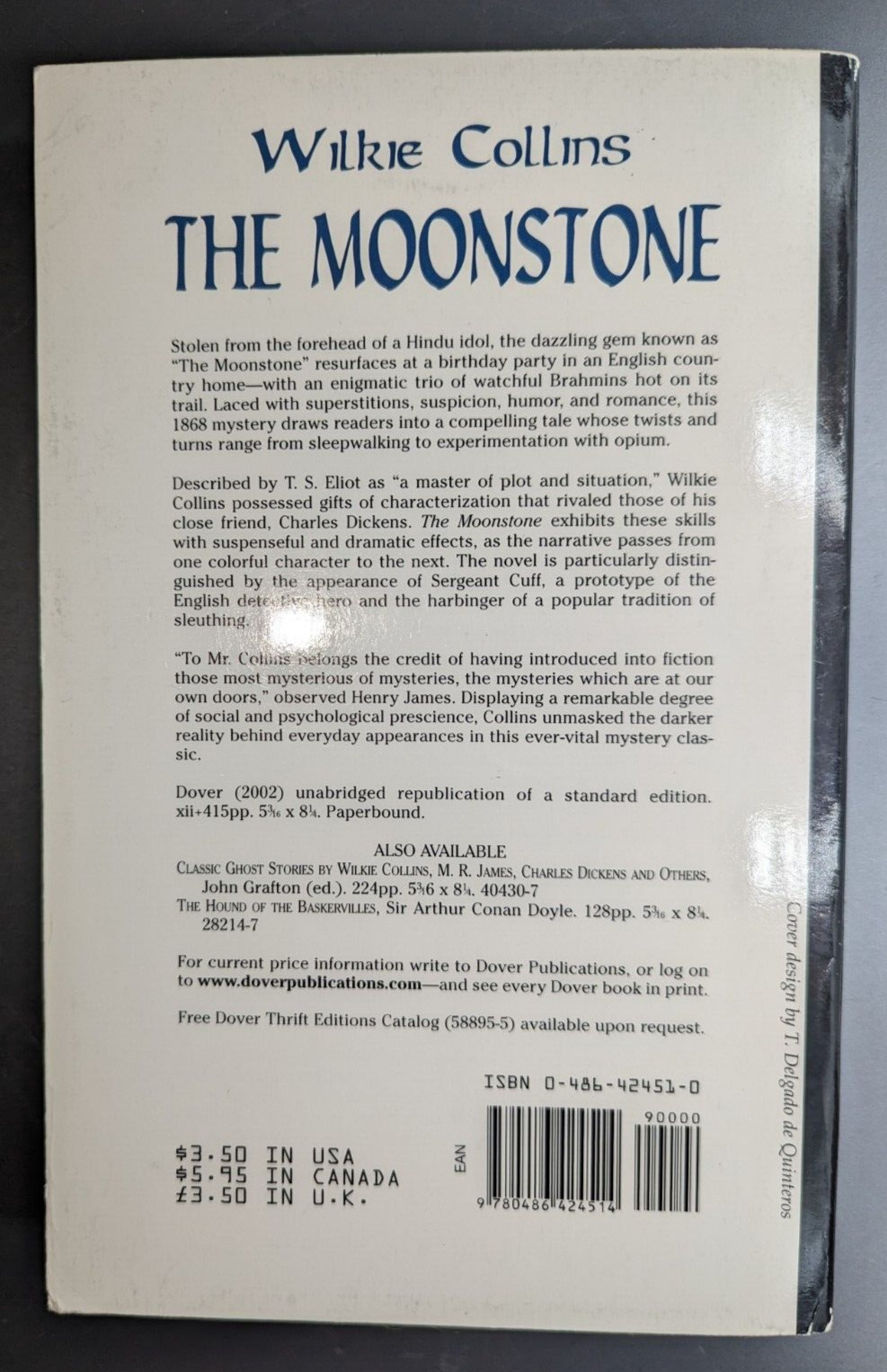 The Moonstone Dover Thrift Editions 2002 Paperback Book By Wilkie Collins