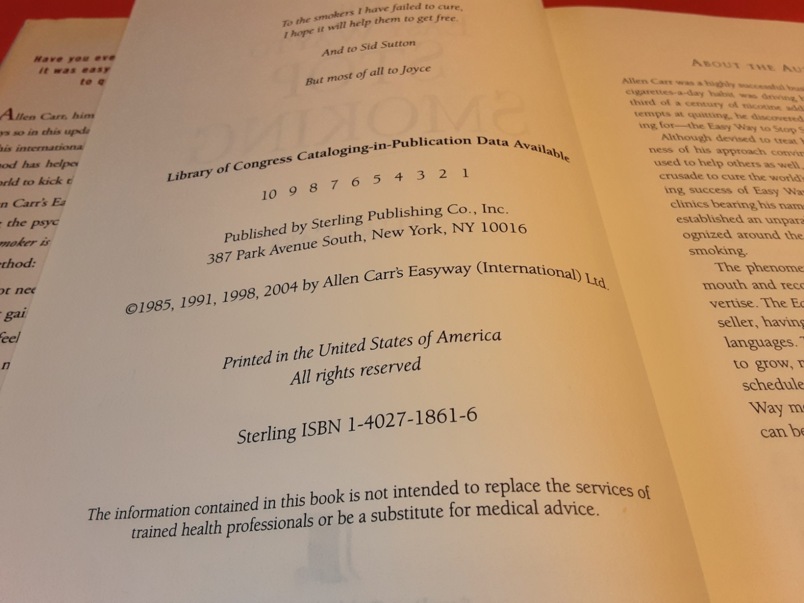 Easy Way To Stop Smoking Allen Carr 2004 Hardcover VERY GOOD Self-Help