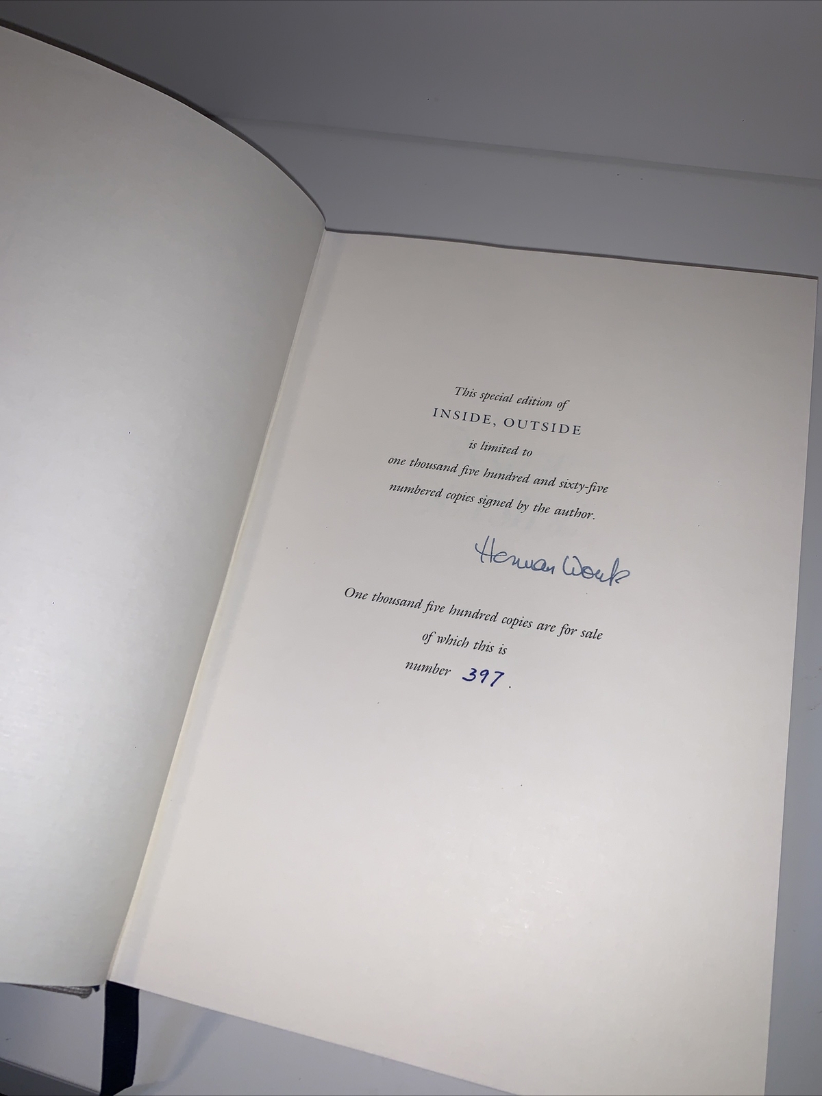 SIGNED – INSIDE, OUTSIDE by Herman Wouk (1985, Hardcover) #397 of 1565 Blue Ink!