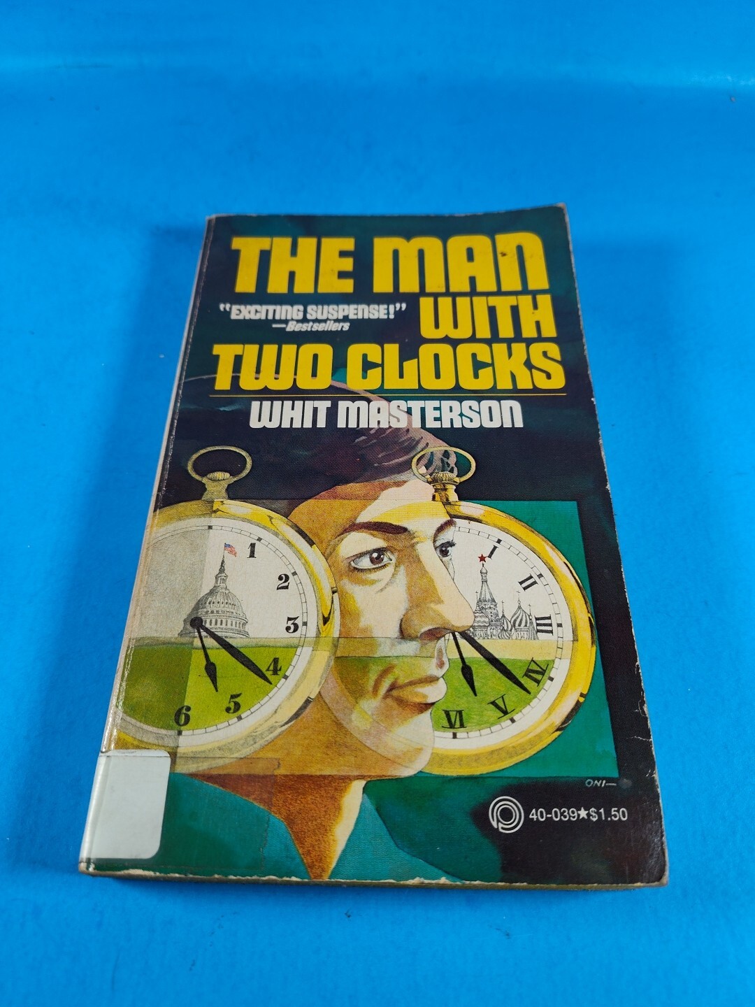 PB#- THE MAN WITH TWO CLOCKS by Whit Masterson VINTAGE 1977 Suspense Thriller