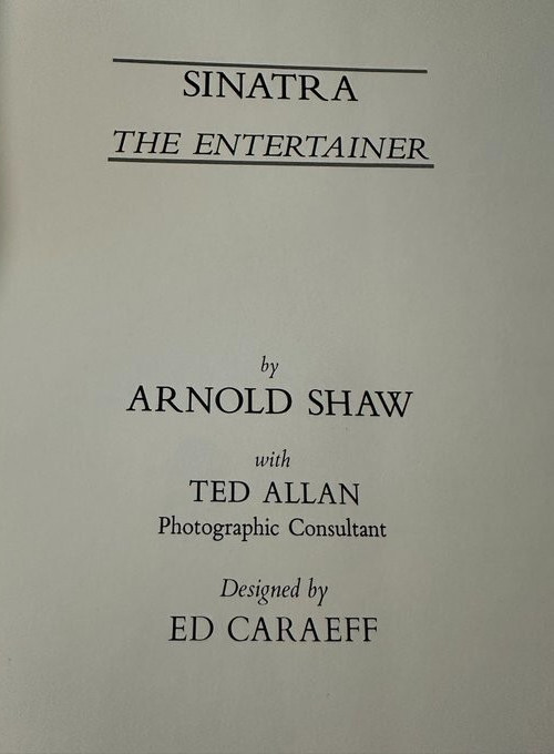 Sinatra The Entertainer Arnold Shaw 1982