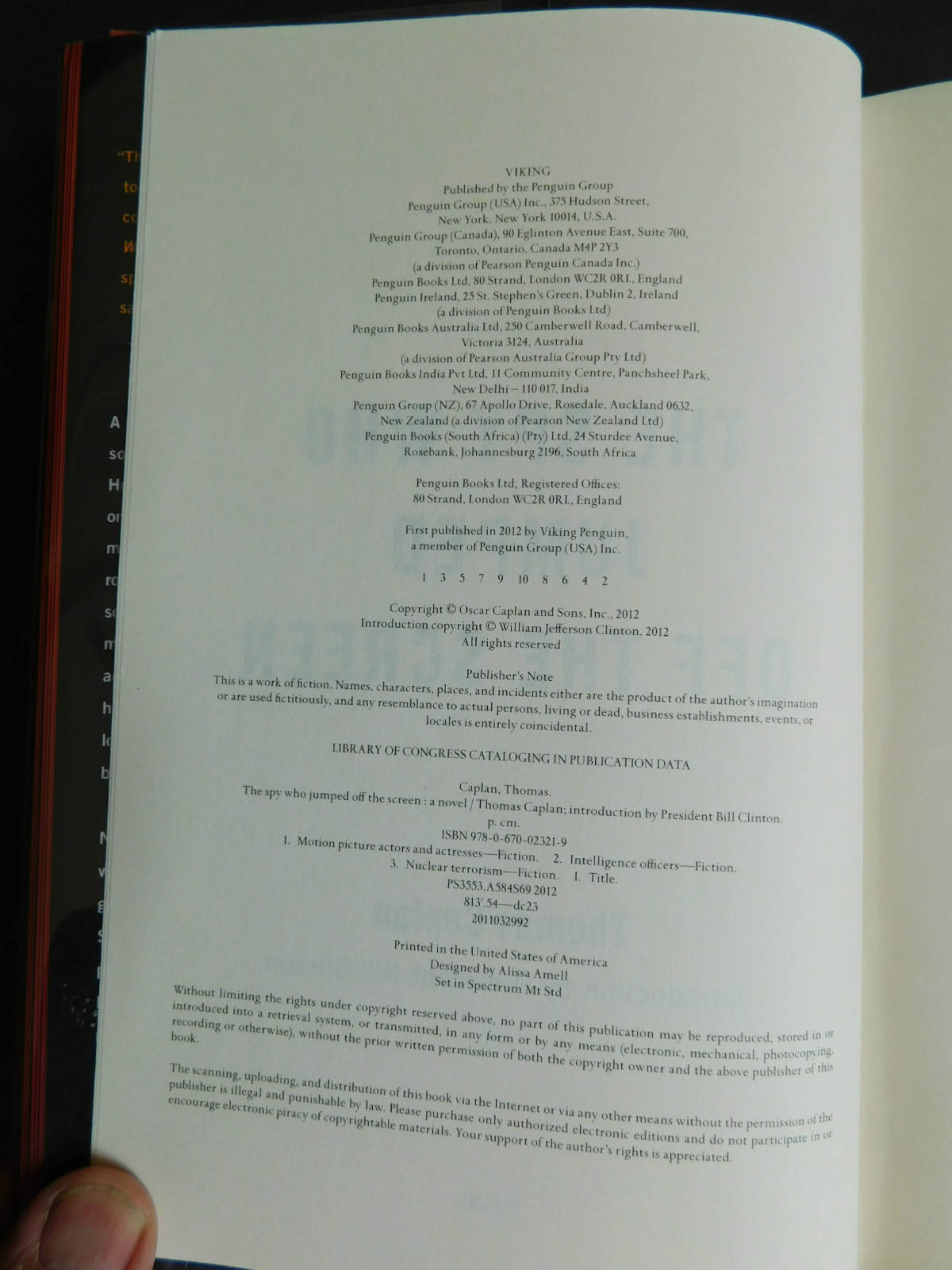 Spy Who Jumped off Screen Thomas CAPLAN 2012 Intro by Bill CLINTON unread HCDJ