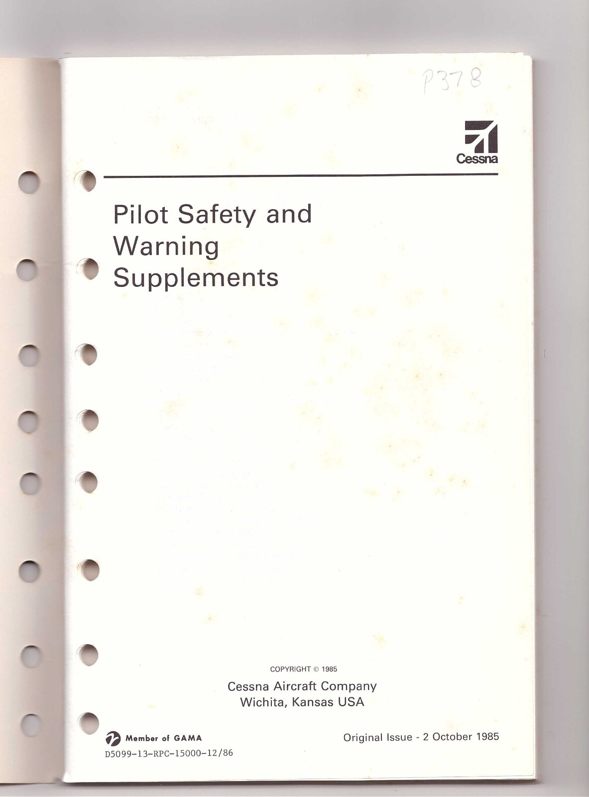 ReferenceBook: Pilot Safety and Warning Suppliments (P-378)