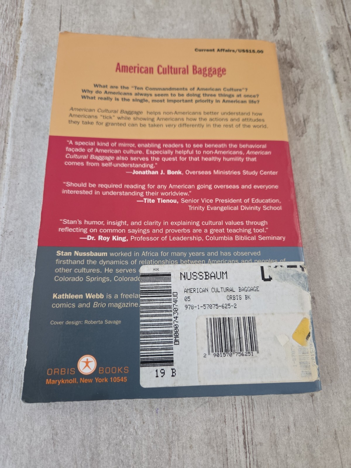 2005 American Cultural Baggage Softcover Book By Orbis Books. Written By…