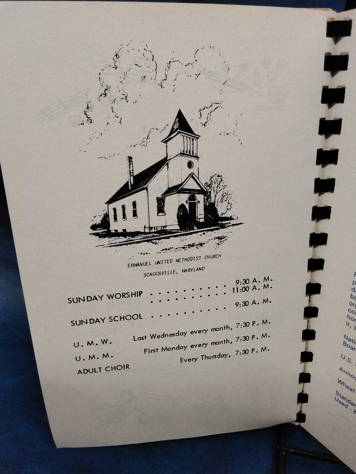 Vintage Emmanuel United Methodist Church Cookbook Scaggsville, Maryland