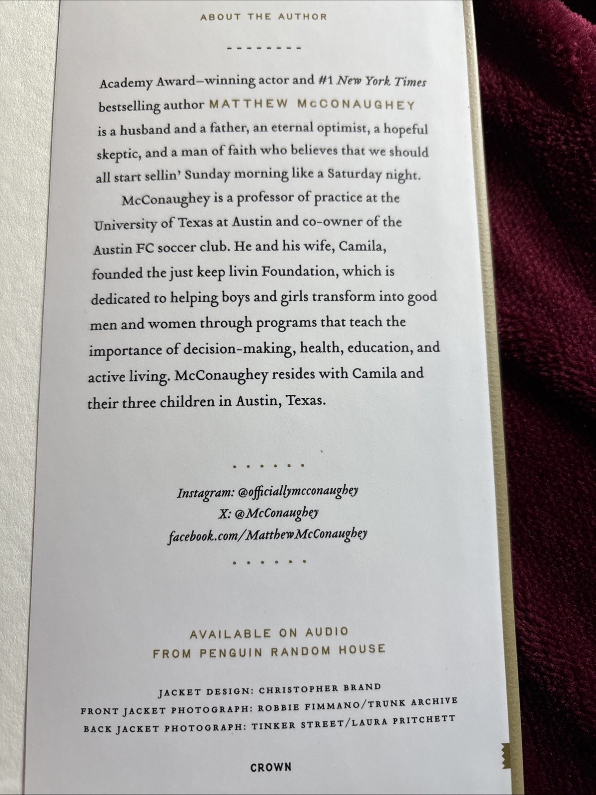 Signed Poems & Prayers By Matthew McConaughy(2025, Hard Cover), 1st Ed.