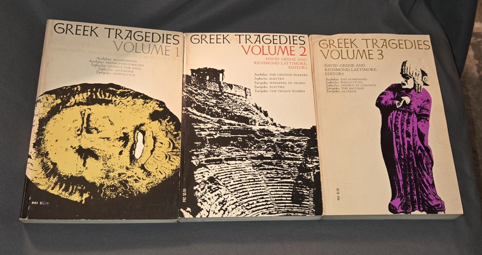 LOT OF 3 GREEK TRAGEDIES Volumes 1, 2, 3 David Grene +Richmond Lattimore SC 1960