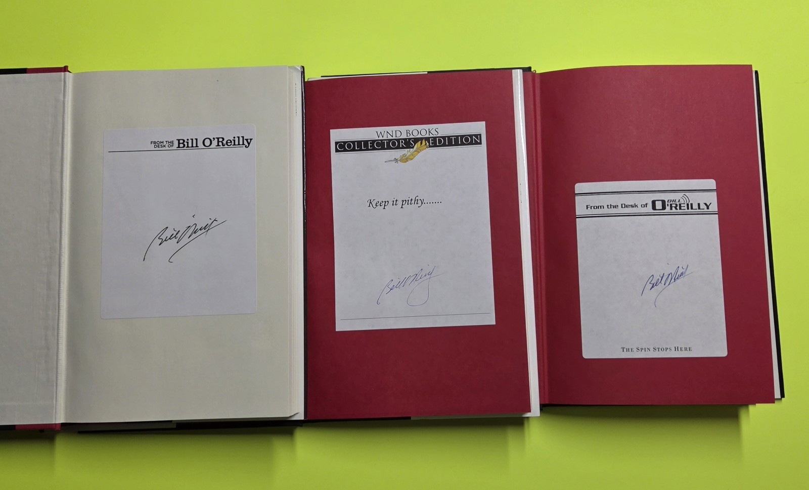 BILL O’REILLY Autographed ☆ Signed Books LOT OF (3) No Spin Zone 🔥🔥🔥