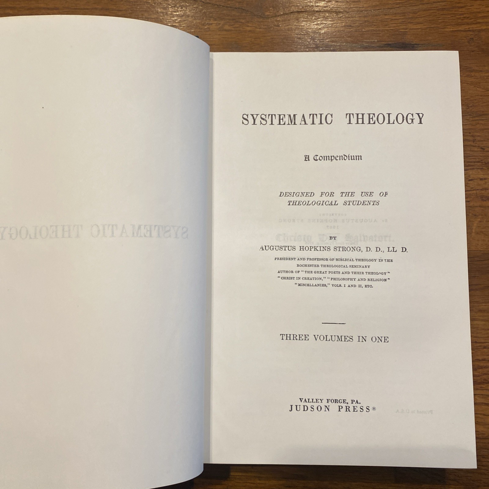 Systematic Theology by Augustus H. Strong (1976, Hardcover)