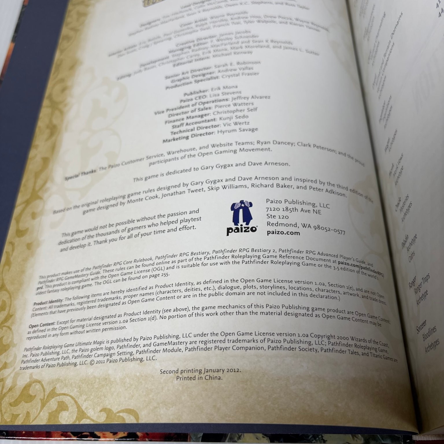 Pathfinder Ultimate Magic Paizo 2012 RPG Game Supplement Fantasy Adventure
