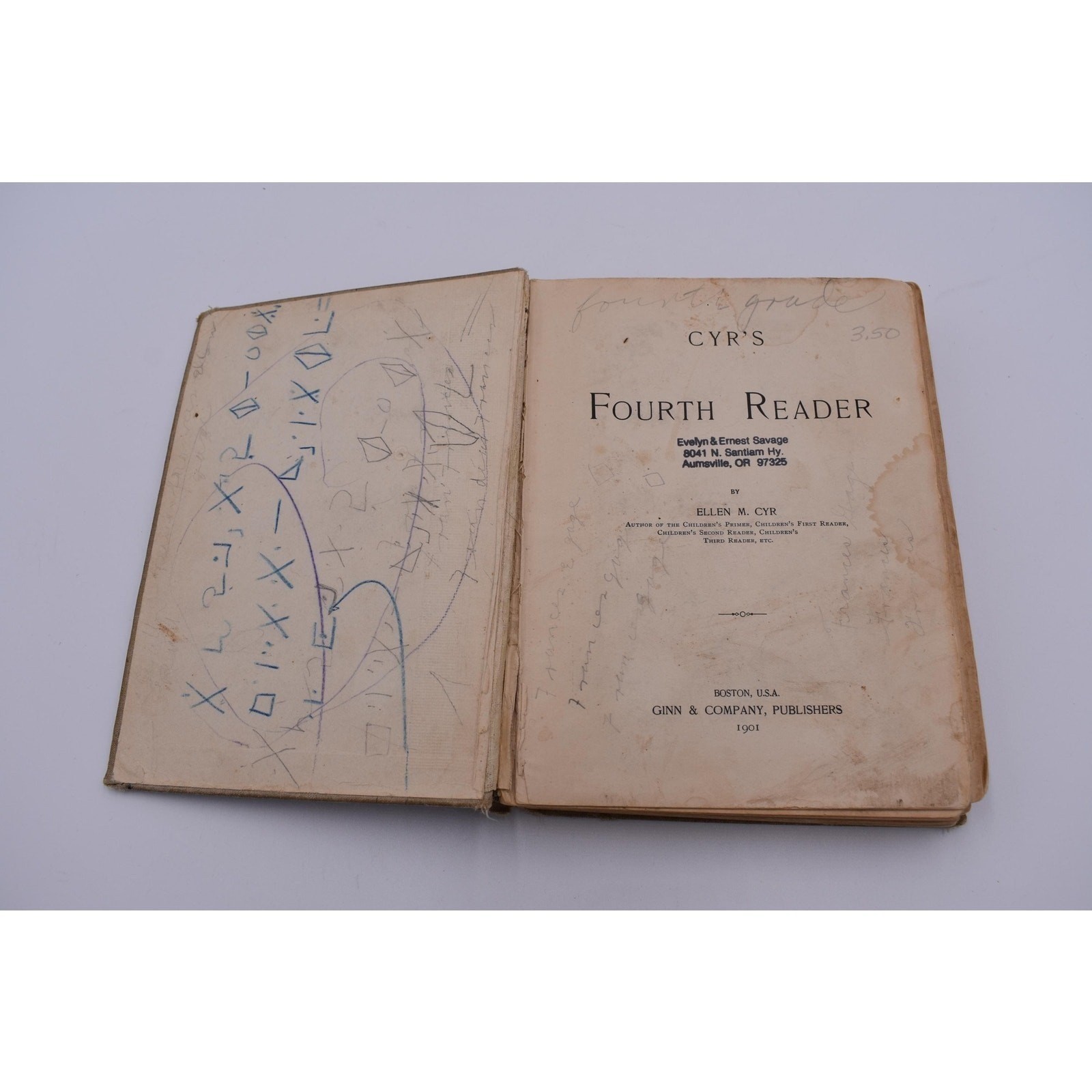 Antique 1900s School Reader: Cyr’s Fourth Reader, Ginn & Company, 1901