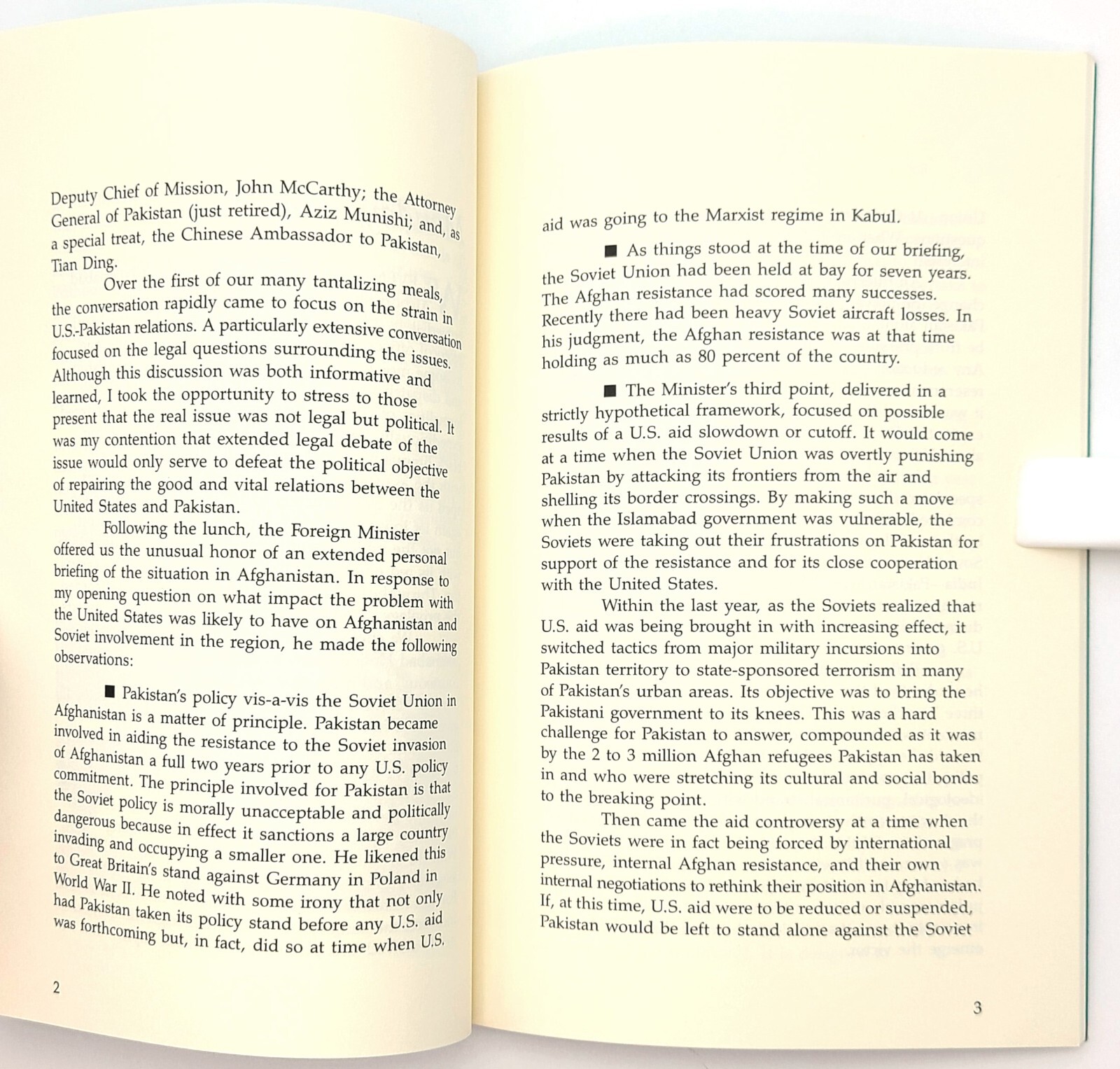 Passage to Pakistan: Marsahll Coyne’s Journey to Pakistan August 1987 Diplomacy