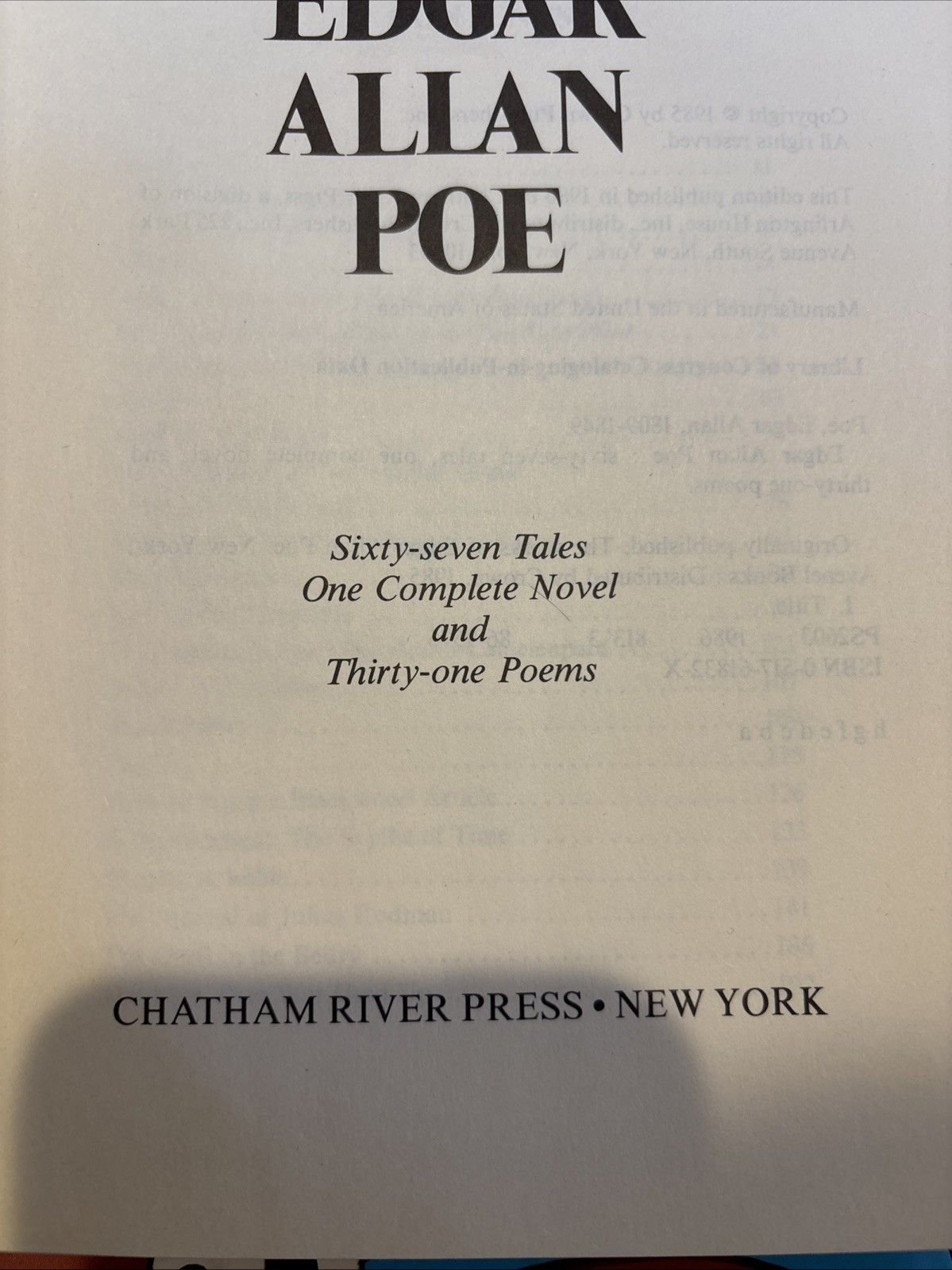 Edgar Allan Poe, 1986, Chatham River Press, 753 Pages! HC Edition