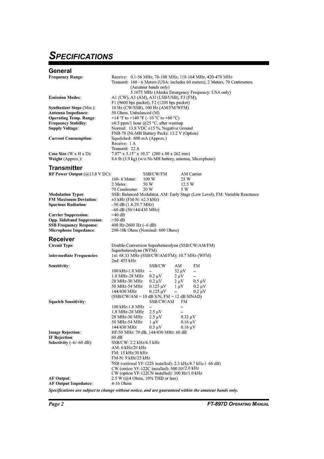 YAESU FT-897D Transceiver User Operating Manual – HD WIRE BOUND